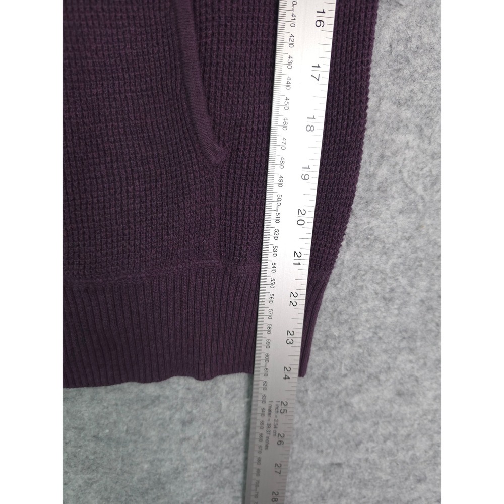 Pact Waffle Knit Hoodie Sweater Women Size M Plum Purple V-Neck Raglan - Picture 7 of 7